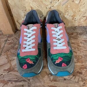 Inkkas Jogger Sneakers Womens 11 Mens 9 Multi Color Floral Suede Low Top
